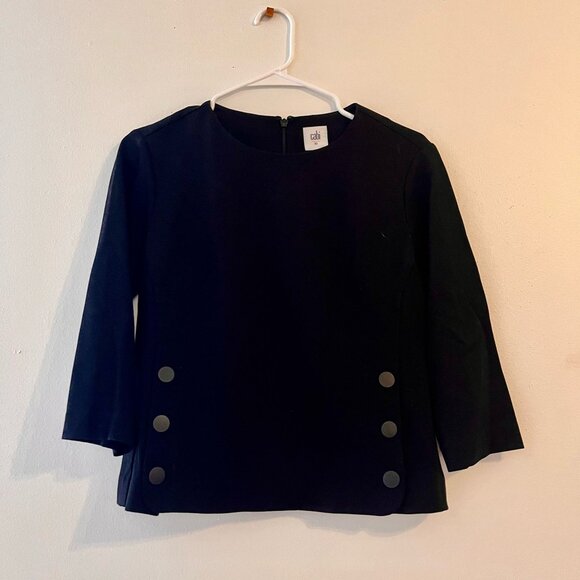 Cabi Women’s Black Long Sleeve Blouse with Front Button Accents Sz XS - Picture 1 of 3